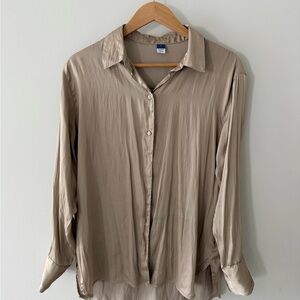 Old Navy Taupe Button-Down Blouse